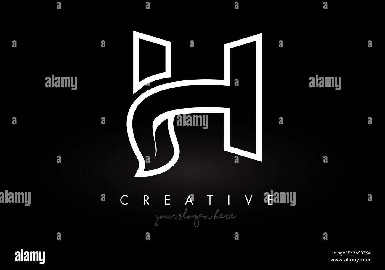 Letter H Monogram Leaf Logo Icon Design with Black and White Colors ...