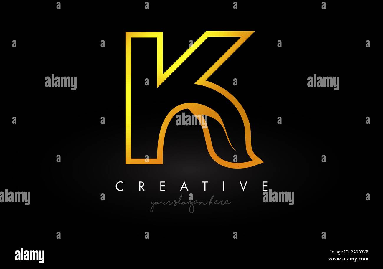 Letter K Golden Monogram Leaf Logo Icon Design with Gold Yellow Colors ...