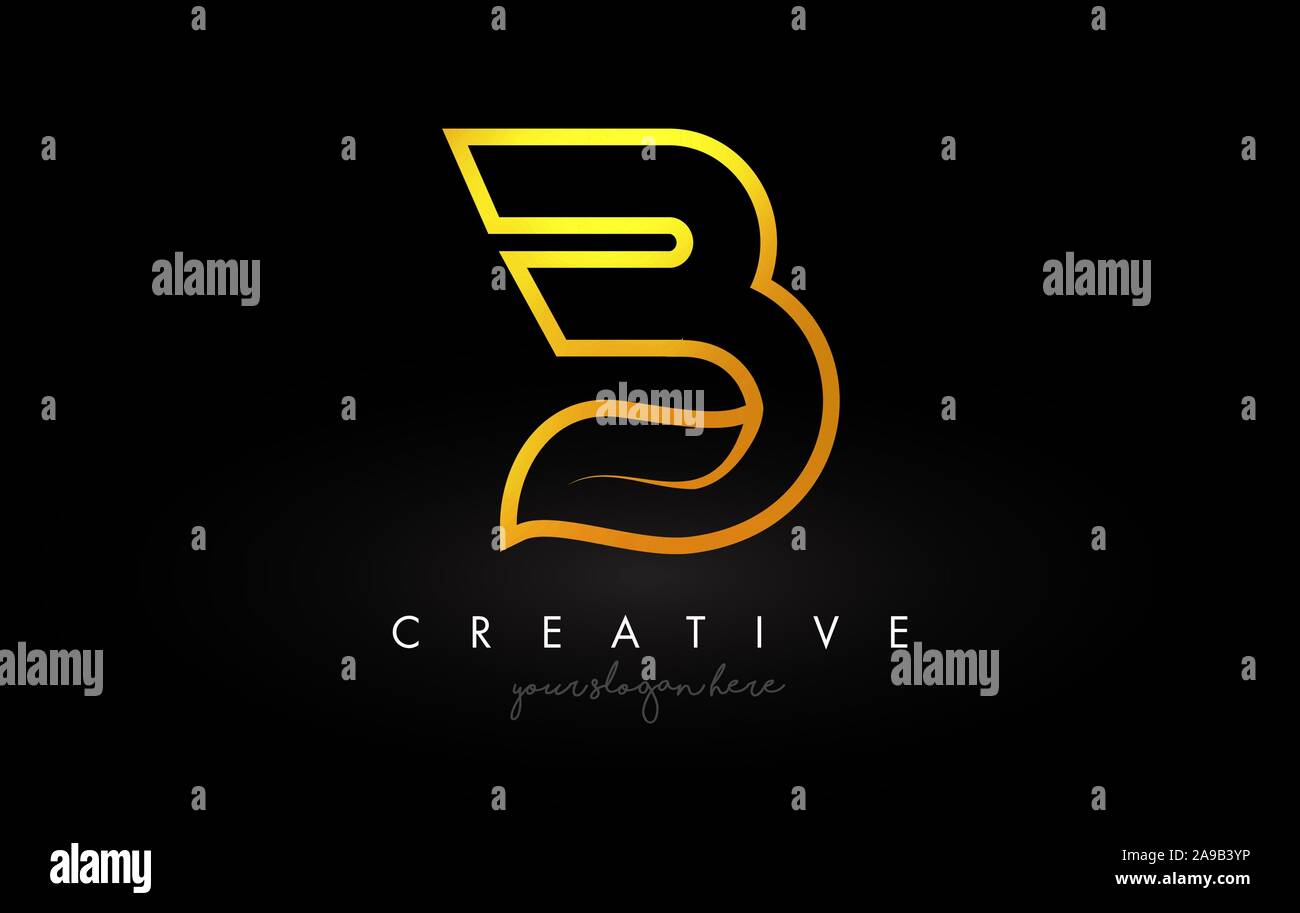 Letter B Golden Monogram Leaf Logo Icon Design with Gold Yellow Colors ...