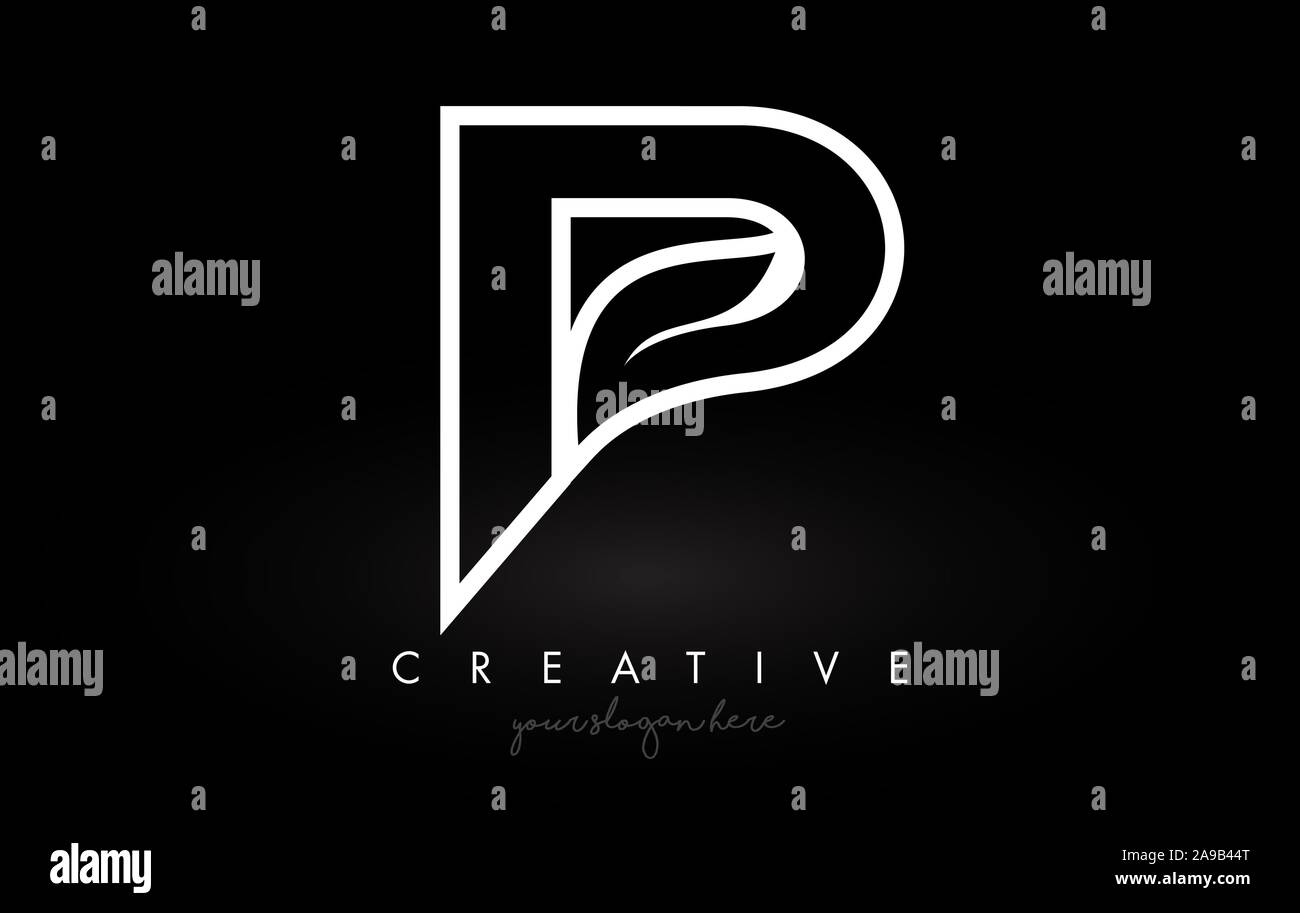 Letter P Monogram Leaf Logo Icon Design with Black and White Colors ...