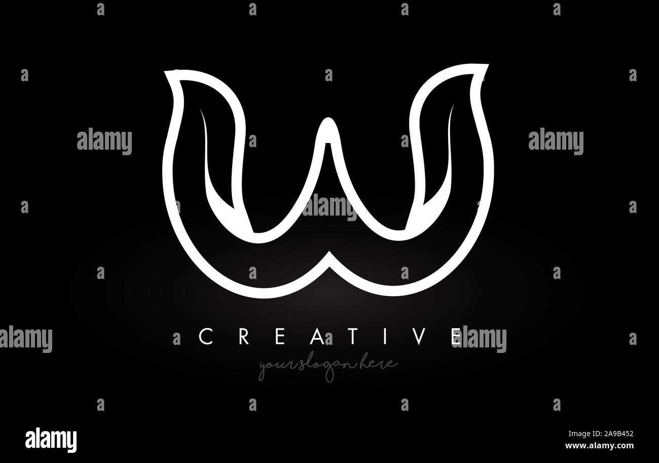 Letter W Monogram Leaf Logo Icon Design with Black and White Colors ...