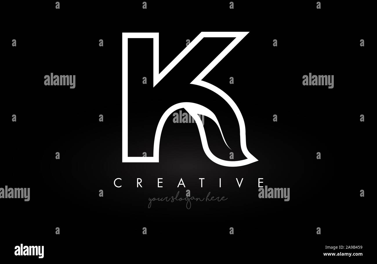 Letter K Monogram Leaf Logo Icon Design with Black and White Colors ...