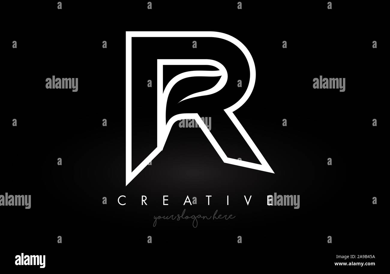 Letter R Monogram Leaf Logo Icon Design with Black and White Colors ...