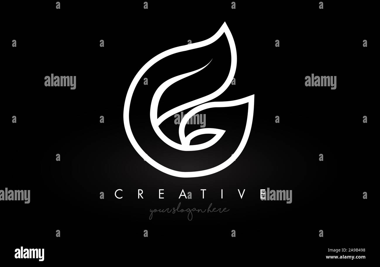 Letter G Monogram Leaf Logo Icon Design with Black and White Colors ...