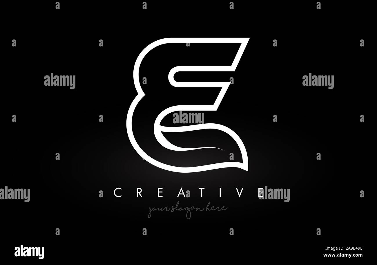 Letter E Monogram Leaf Logo Icon Design with Black and White Colors ...