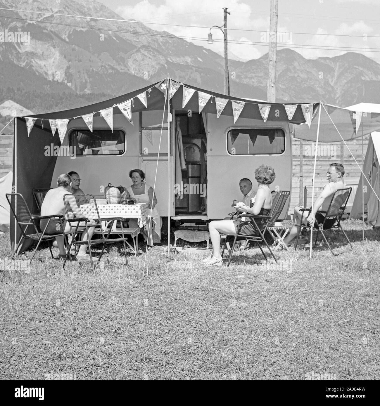 At the camping site, Germany 1958 Stock Photo