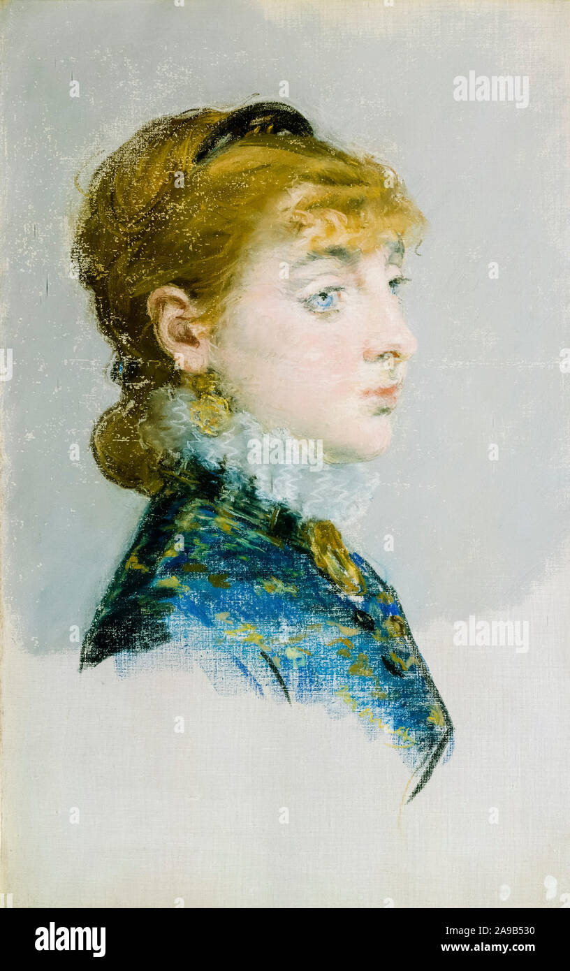 Edouard Manet, Mademoiselle Lucie Delabigne, (1859–1910), Called, Valtesse de la Bigne, portrait drawing , 1879 Stock Photo