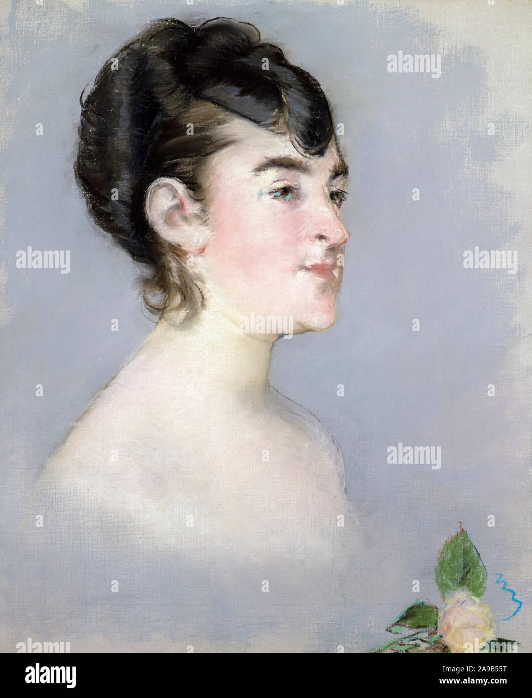 Edouard Manet, portrait drawing , Mademoiselle Isabelle Lemonnier, (1857–1926), 1879-1882 Stock Photo