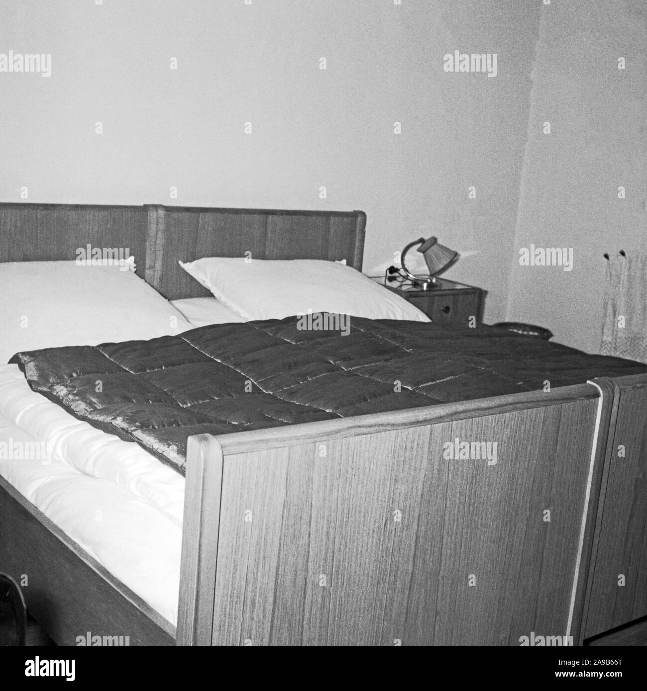 Interior of a bedroom at a hostel, Germany 1958 Stock Photo