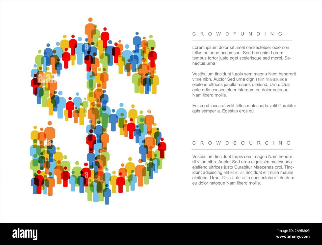 Vector minimalistic crowdsourcing / crowdfunding dollar concept made ...