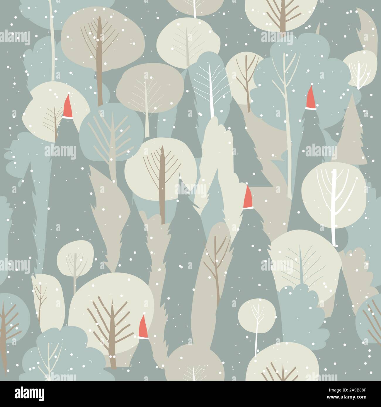 Seamless vector winter forest pattern. Christmas background Stock Vector