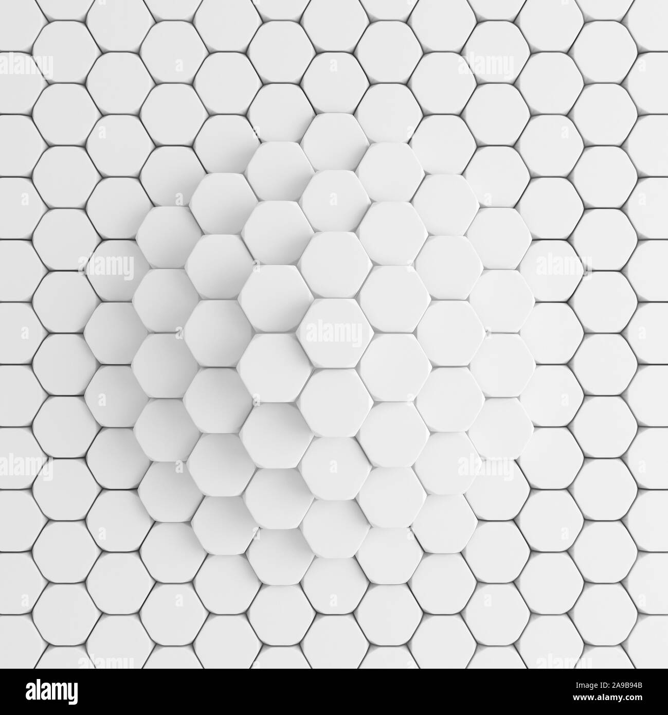 White hexagon background. 3d rendering 3d illustration Stock Photo - Alamy