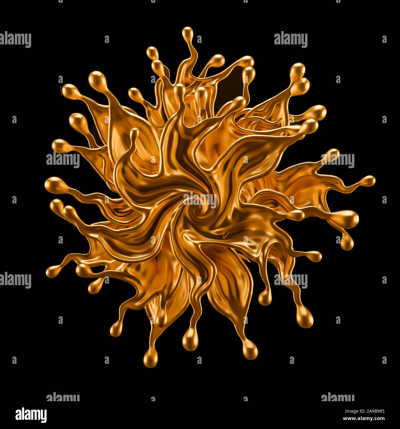 Splash gold black background. 3d rendering 3d illustration Stock Photo ...