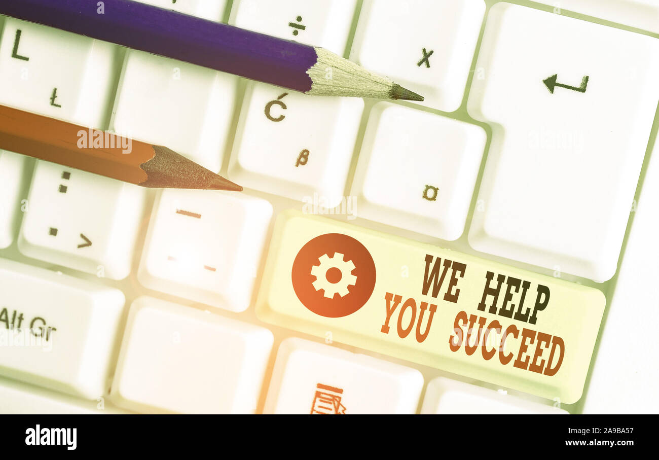 Handwriting text We Help You Succeed. Conceptual photo Aided Supported ...
