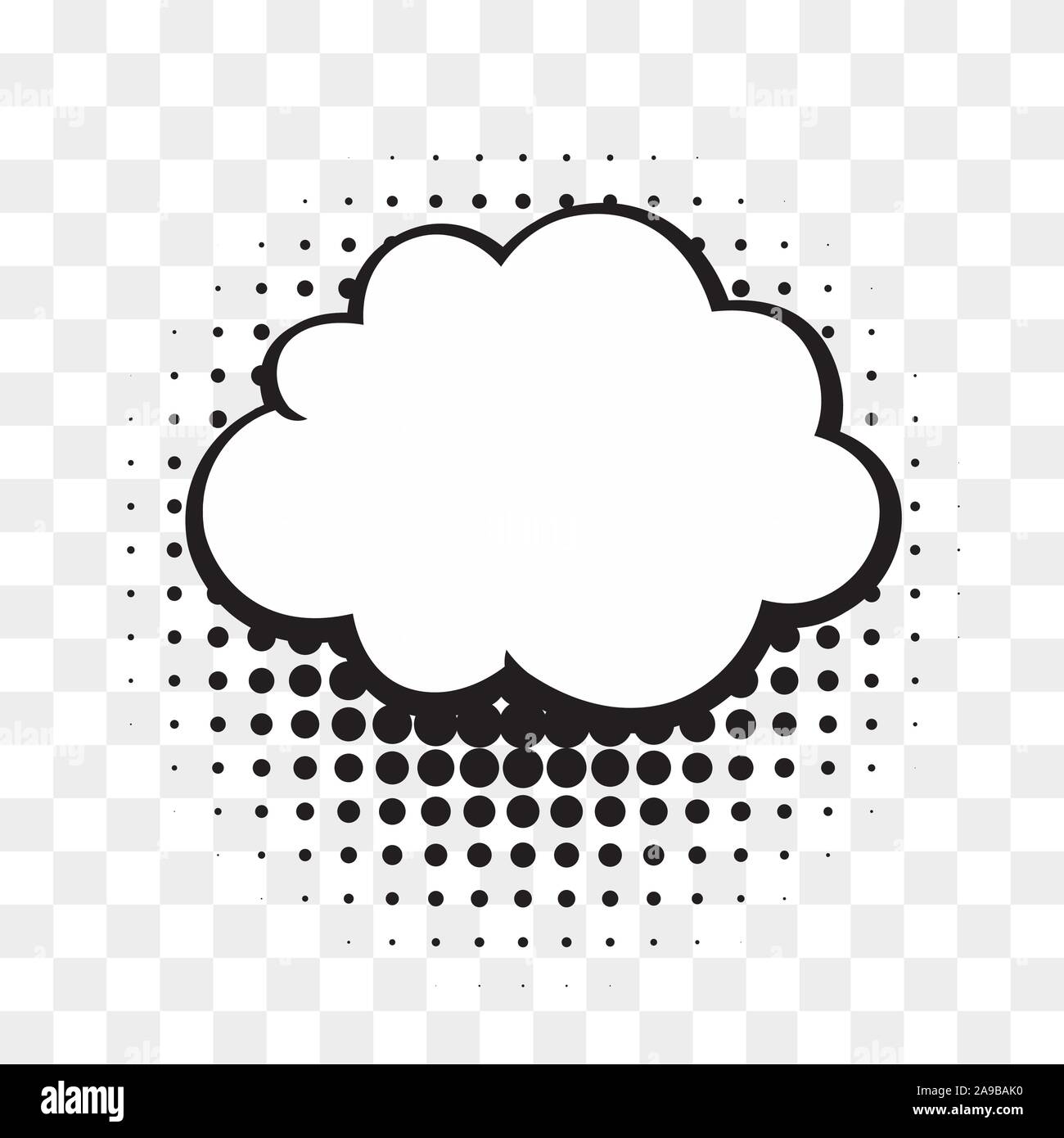 Comic empty speech bubble on halftone dots background in retro pop art style. Stock Vector