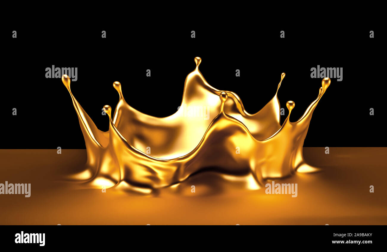 Splash gold black background. 3d rendering 3d illustration Stock Photo ...