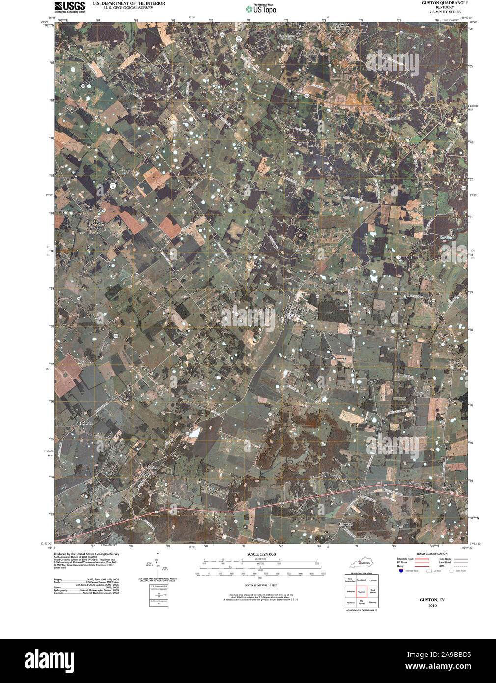 USGS TOPO Map Kentucky KY Guston 20100324 TM Stock Photo