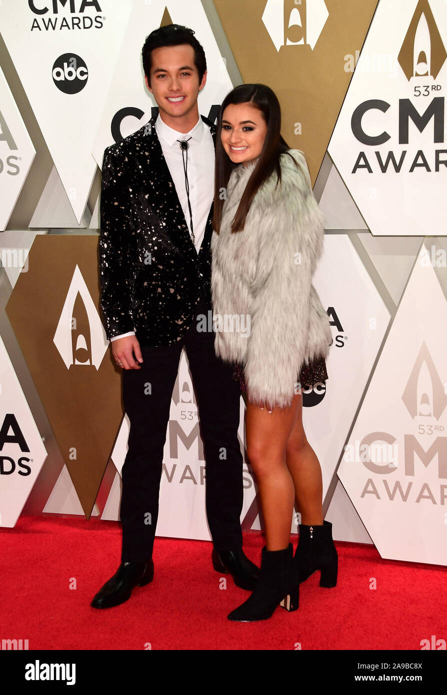 13 November 2019 - Nashville, Tennessee - Laine Hardy, Sydney Becnel. 53rd Annual CMA Awards, Country Music's Biggest Night, held at Music City Center. Photo Credit: Laura Farr/AdMedia /MediaPunch Stock Photo