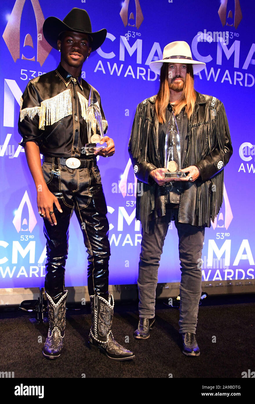 13 November 2019 - Nashville, Tennessee - Lil Nas X, Billy Ray Cyrus. 53rd Annual CMA Awards, Country Music's Biggest Night, held at Bridgestone Arena. Photo Credit: AdMedia /MediaPunch Stock Photo
