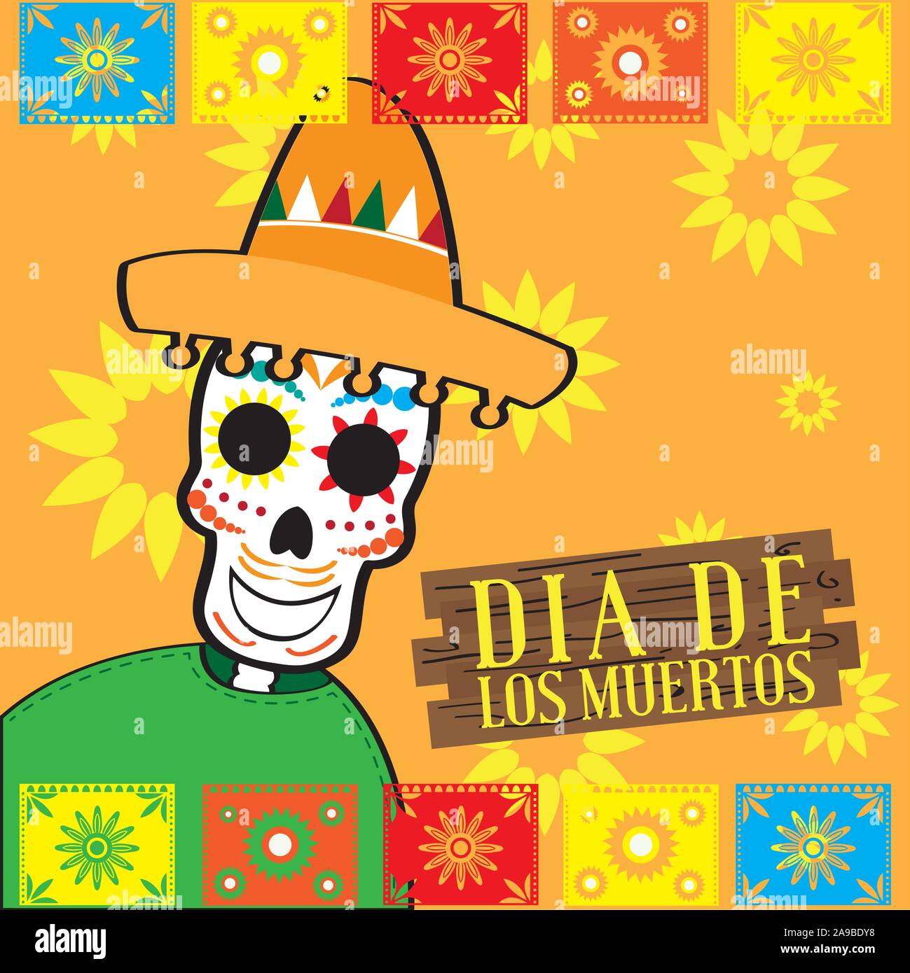 Dia de los muertos poster - Vector illustration Stock Vector Image ...