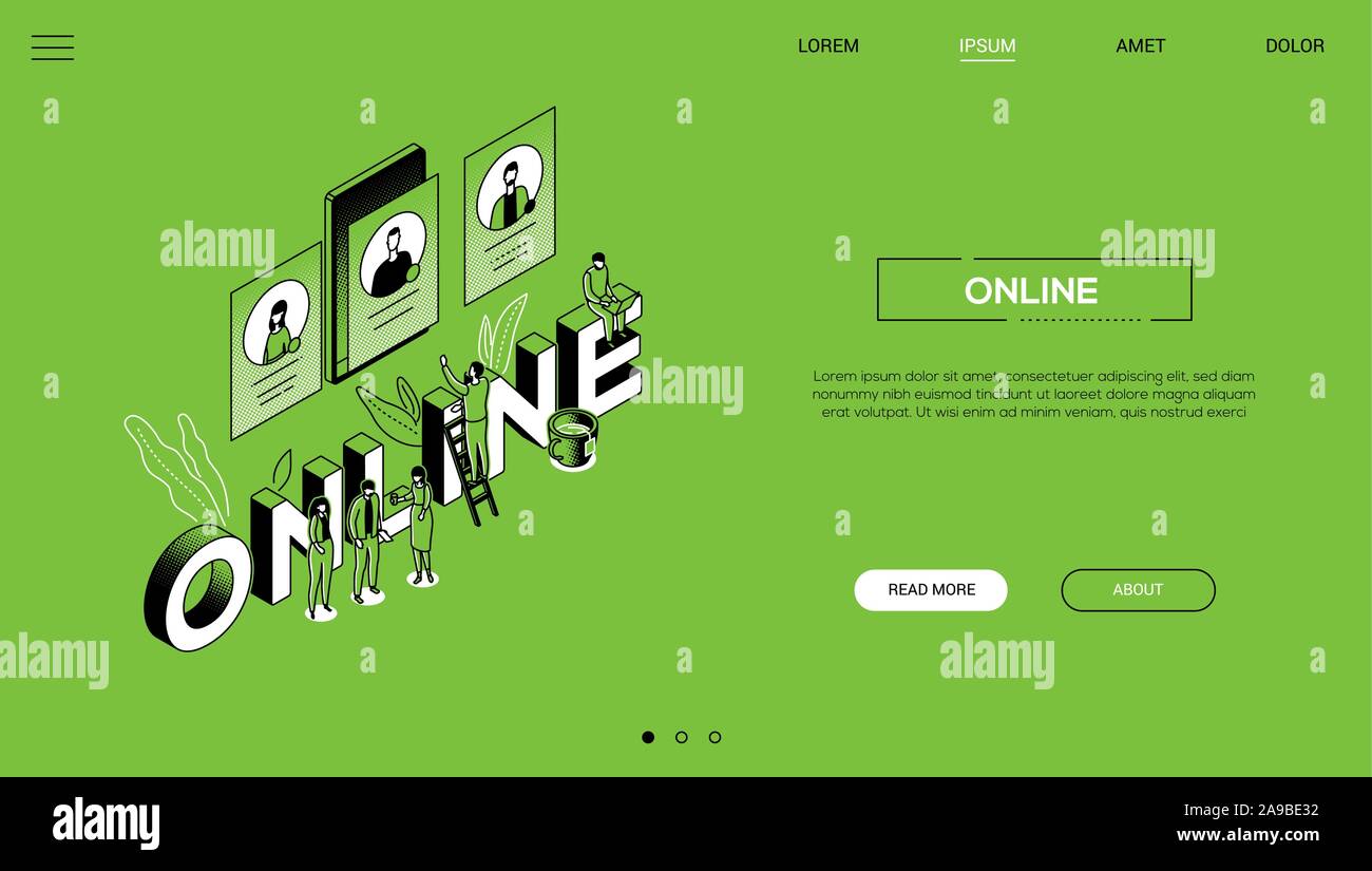 Online communication vector landing page template Stock Vector