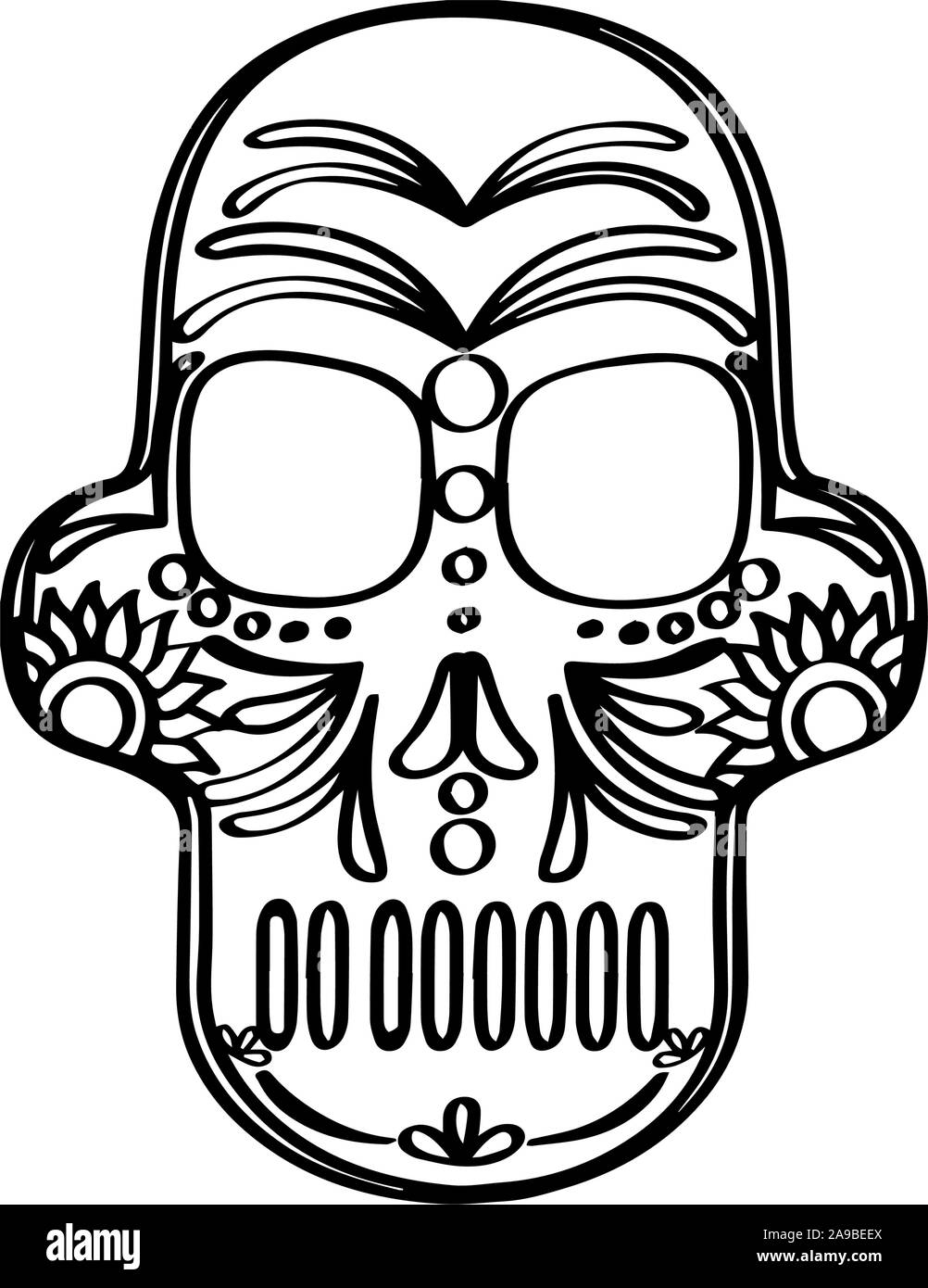 Outline of a mexican skull Vector illustration Stock Vector Image