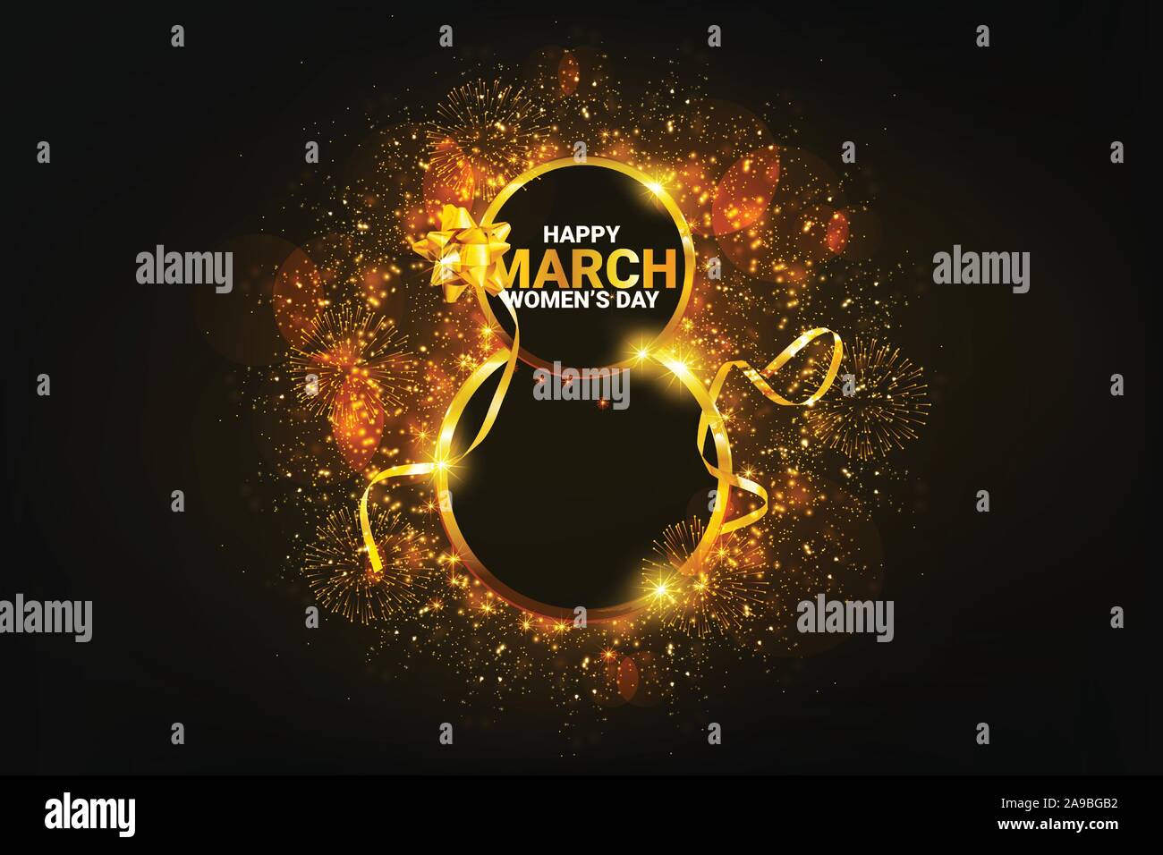 Banner For The Holiday Of March 8 Golden Number 8 On A Dark