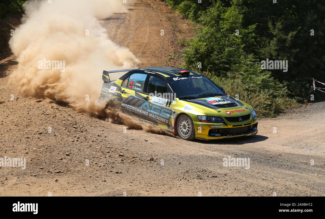 Istanbul Turkey July 07 19 Ismet Toktas Drives Mitsubishi Lancer Evo Ix Of Vision Motorsport Team In Istanbul Rally Stock Photo Alamy