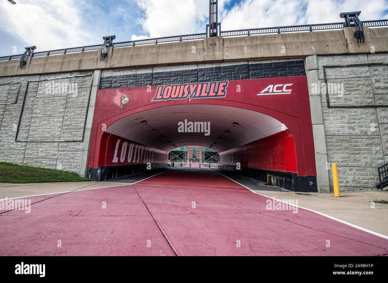 The University of Louisville Papa John's Cardinal stadium recently was renovated to be able to reach a capacity of 55,000 for their football team. Stock Photo