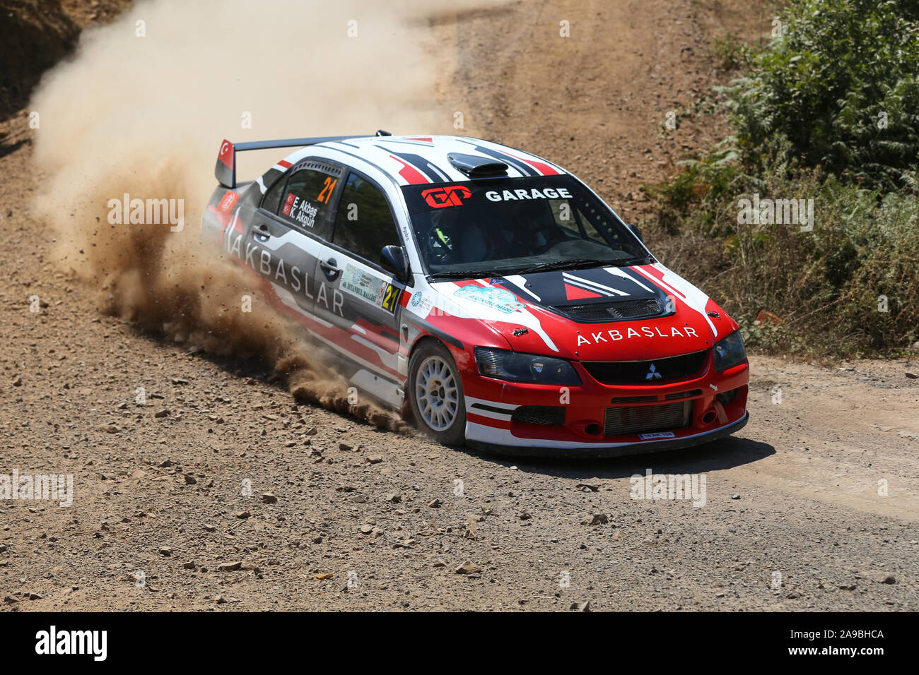 Istanbul Turkey July 07 19 Erhan Akbas Drives Mitsubishi Lancer Evo Ix Of Gp Garage My Team In Istanbul Rally Stock Photo Alamy