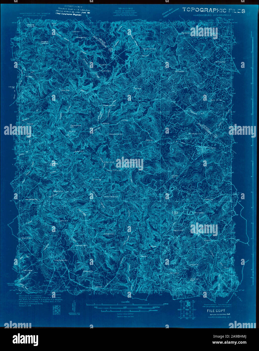 USGS TOPO Map Kentucky KY Hardinsburg 804181 1928 48000 Inverted Stock