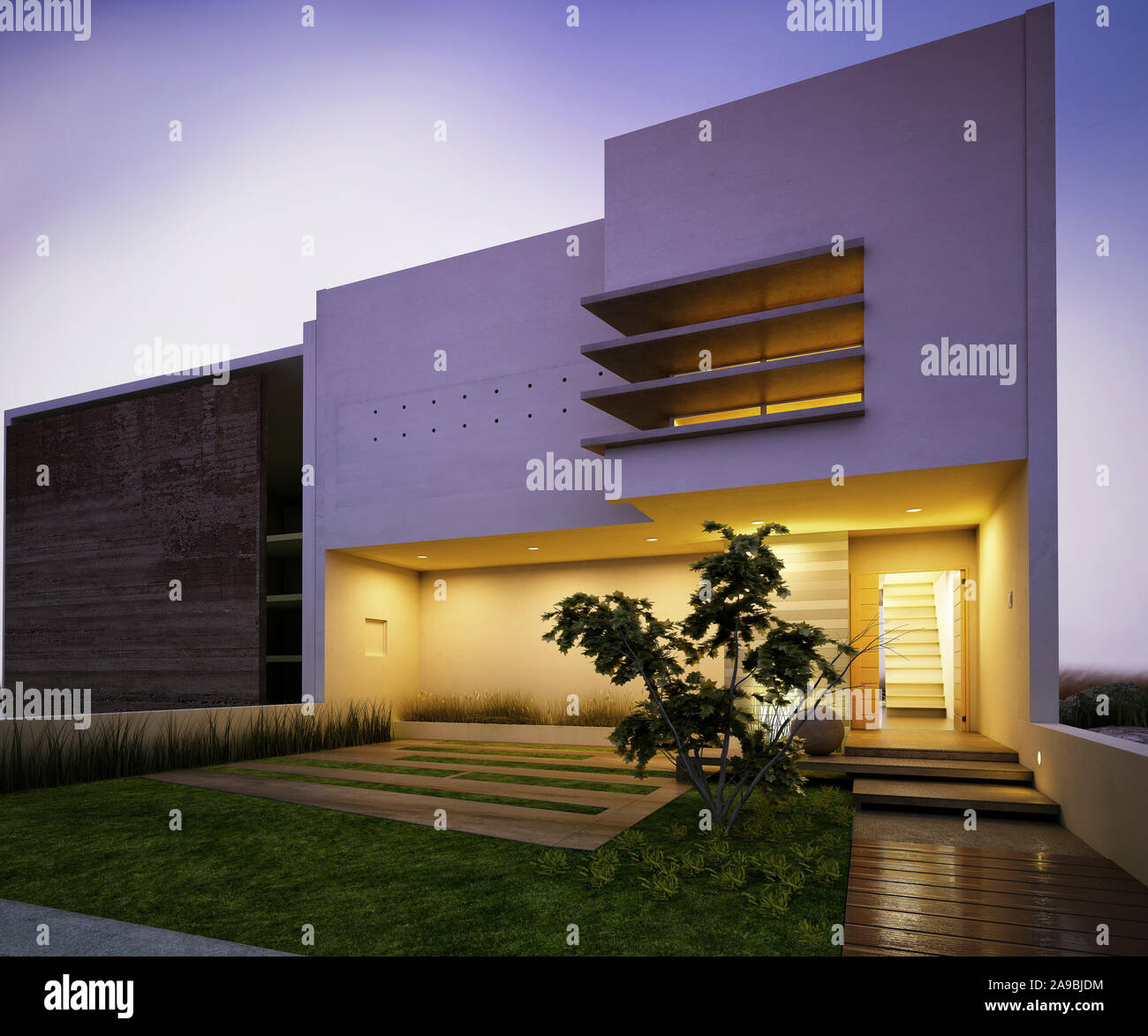 3d render of building view at sunset Stock Photo - Alamy