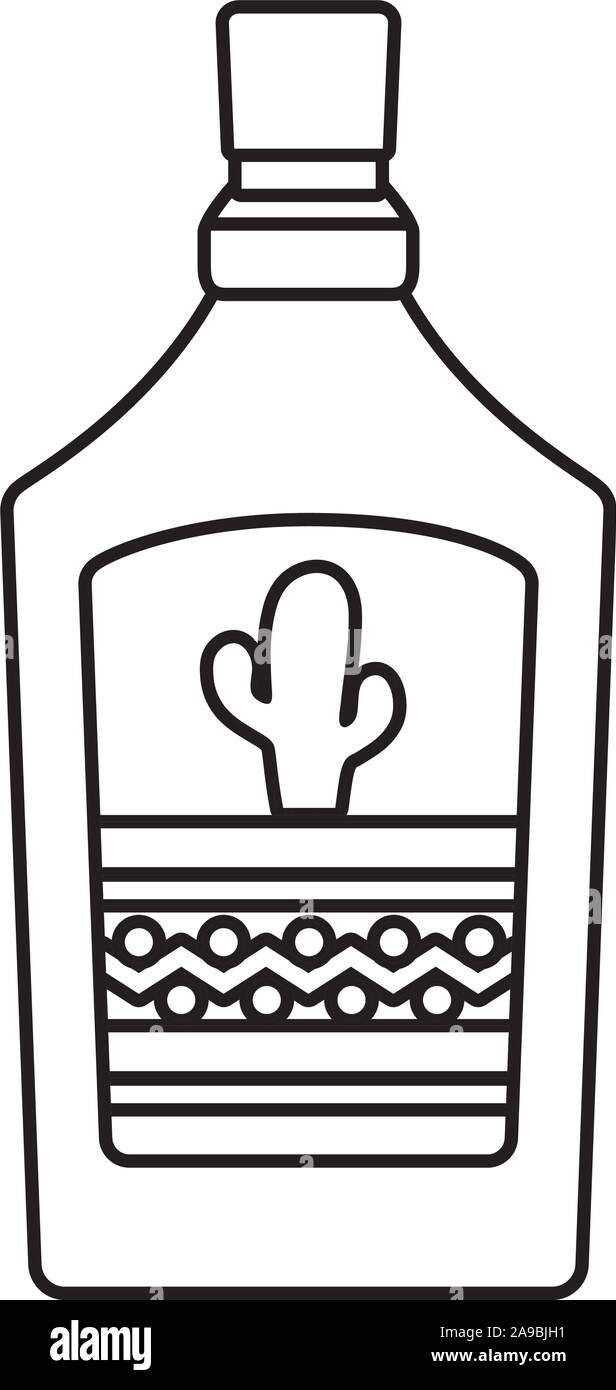 tequila bottle, traditional Mexican drink in white background vector