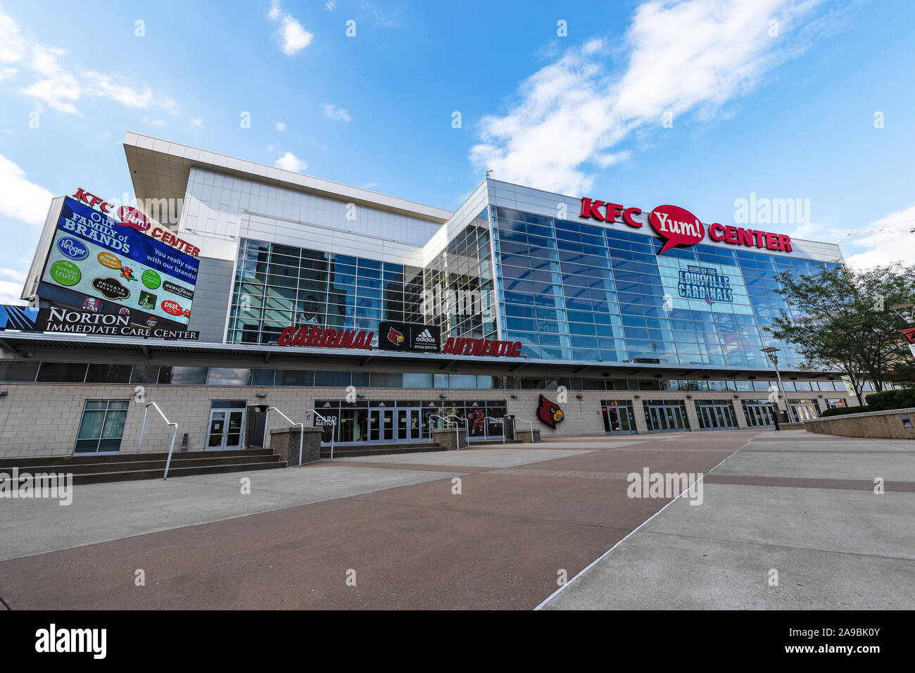 The KFC Yum! Center is home to the University of Louisville's Men & Women's Basketball teams, as well as concerts and other events. Stock Photo