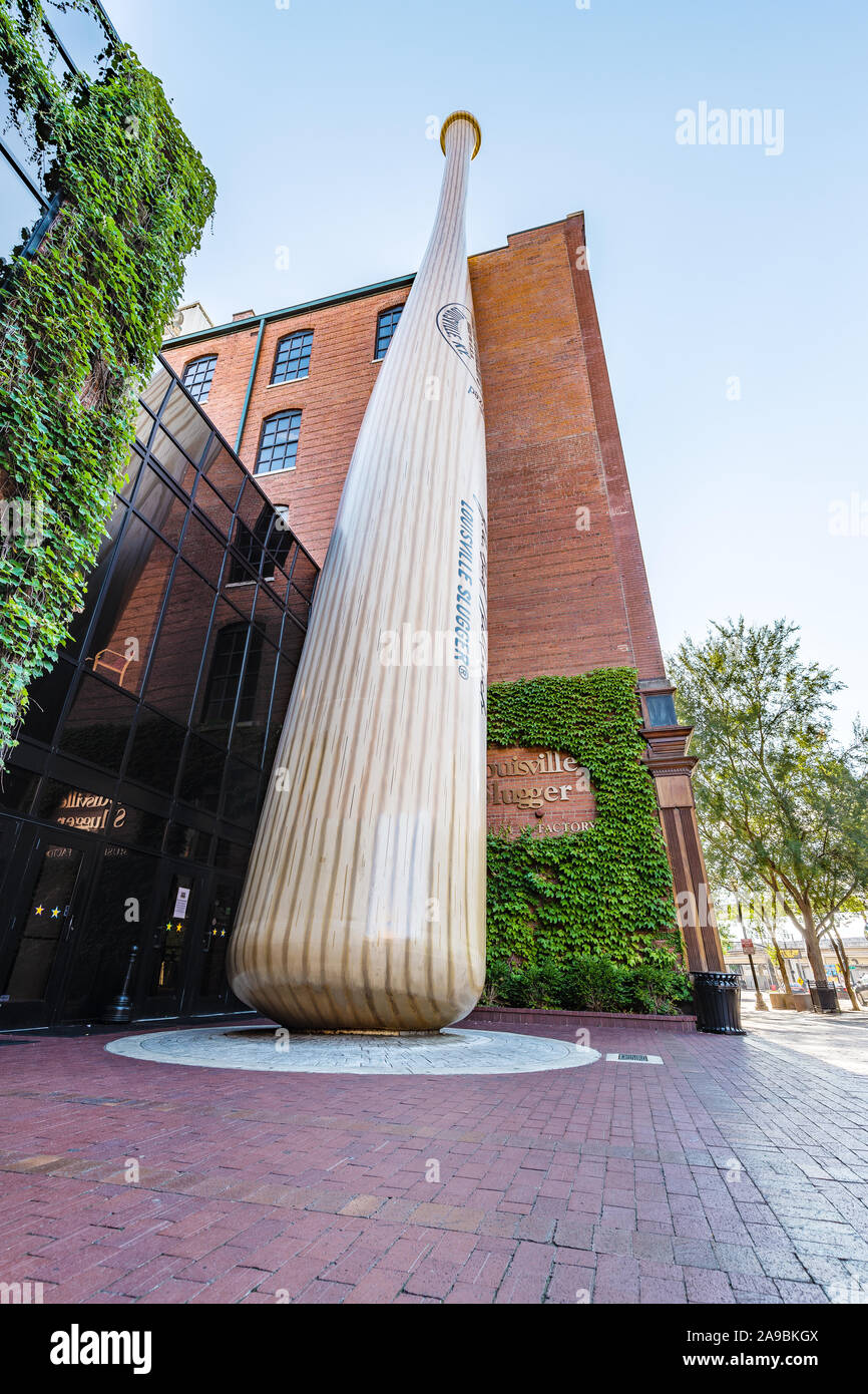 The Louisville Slugger Museum & Factory is located in the downtown Louisville and showcases the past, present and future of the brands success. Stock Photo
