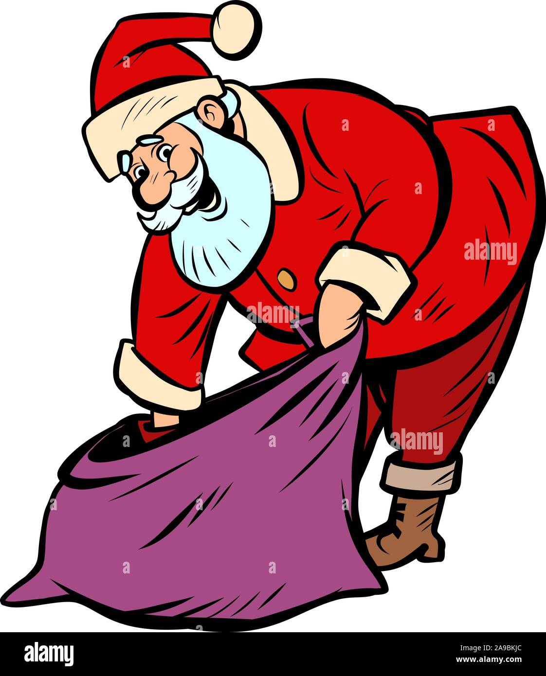 gift bag Santa Claus character Christmas new year Stock Vector