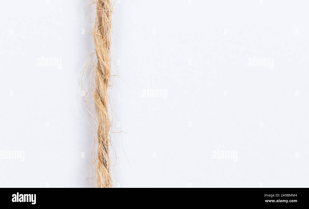 Rope, thread closeup on a white background with empty place for text ...