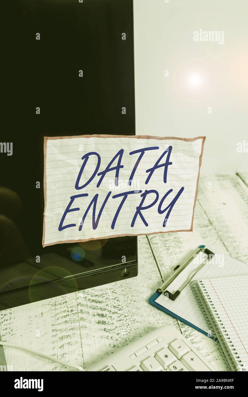 Text sign showing data entry business photo text process of inputting