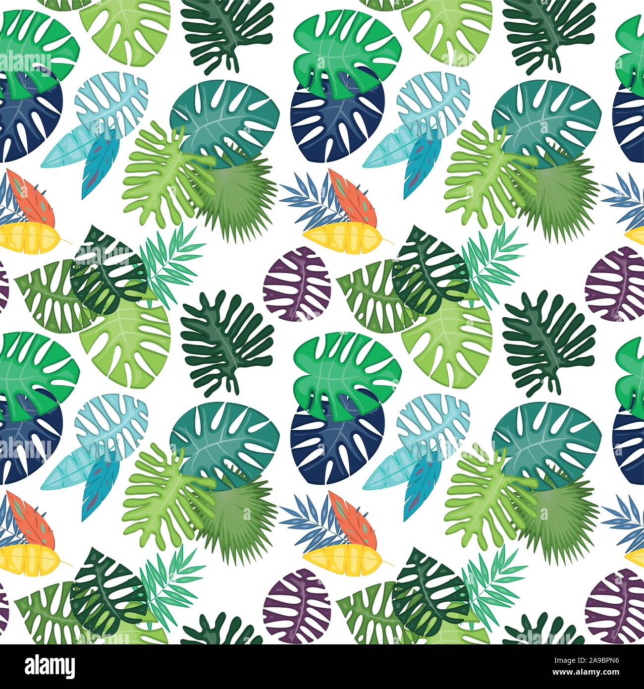 Tropical Leaf Vector Seamless Pattern or Background Stock Vector