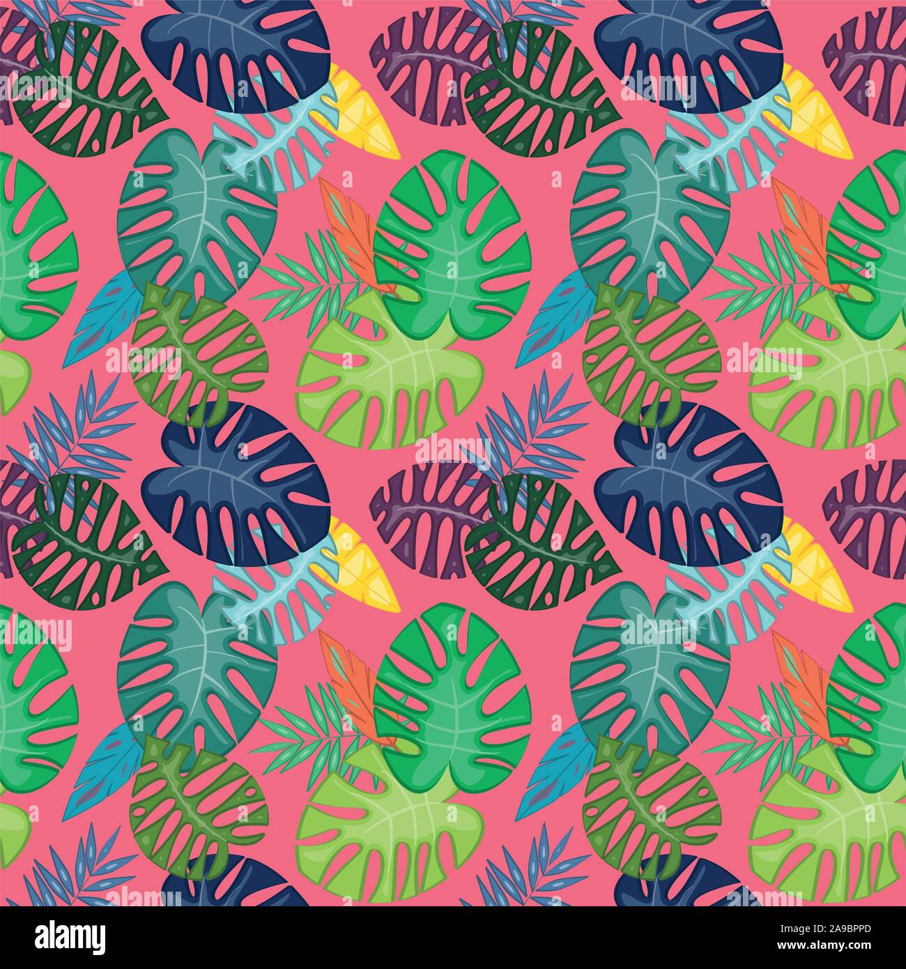 Tropical Leaf Vector Seamless Pattern or Background Stock Vector Image ...