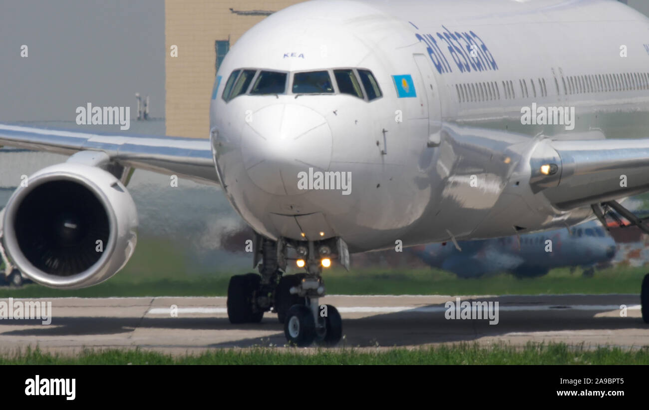 Air Astana Boeing 767 taxiing Stock Photo