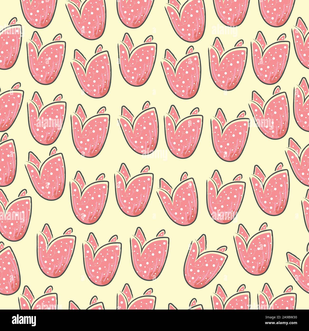 Seamless Pattern with Cute Flowers. Hand Drawn Scandinavian Style ...