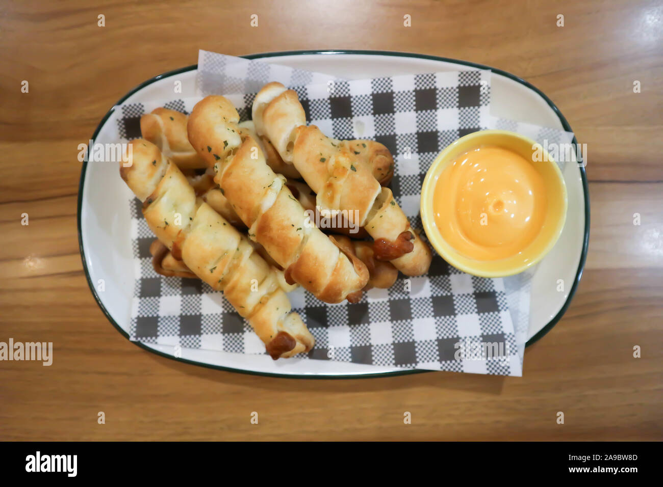 bacon and cheese breadsticks, bacon twists or bacon cheese twists Stock