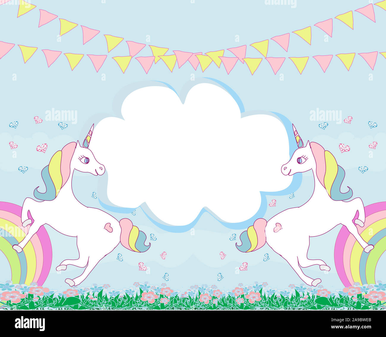Card with a cute unicorns Stock Photo - Alamy