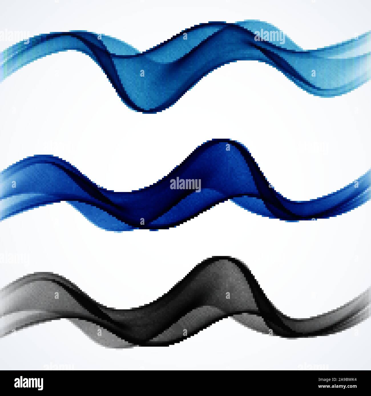 Abstract Blue Wave Set on Transparent Background. Vector Illustration. EPS10 Stock Vector