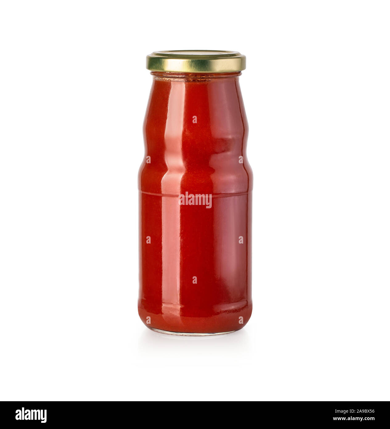Glass bottle of ketchup on white background with clipping path Stock