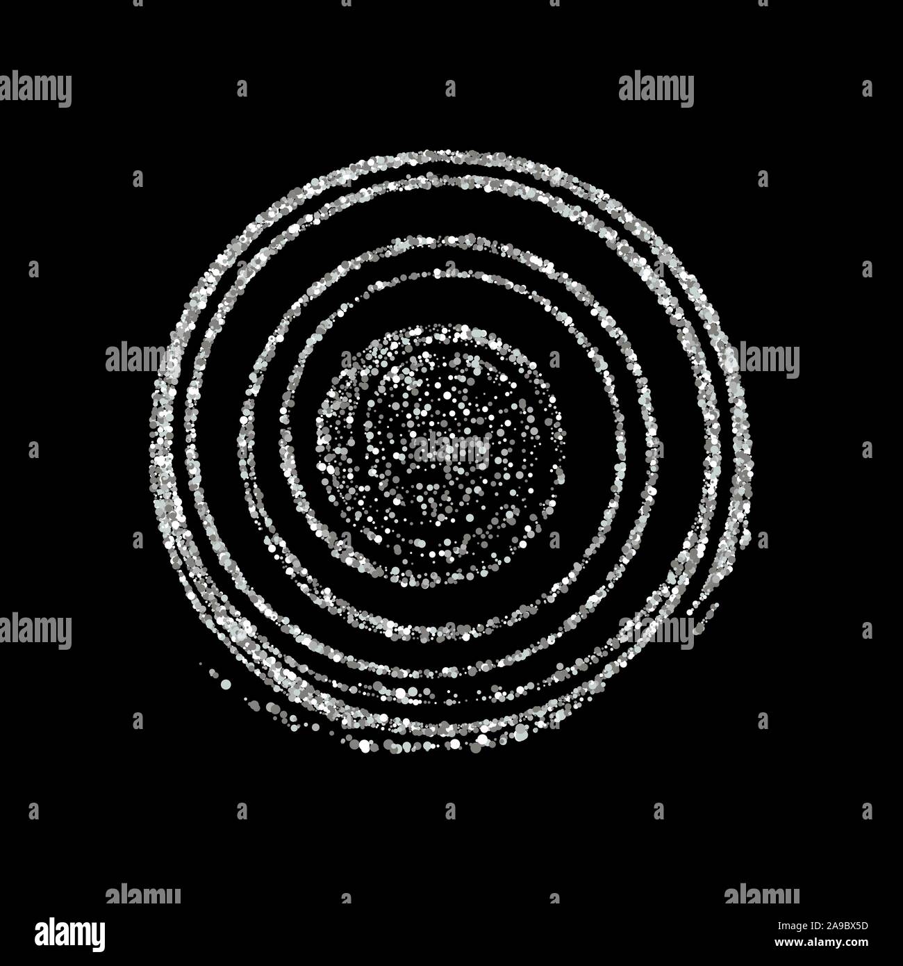 Silver round frame with sparkles Silver glitters background Stock Vector