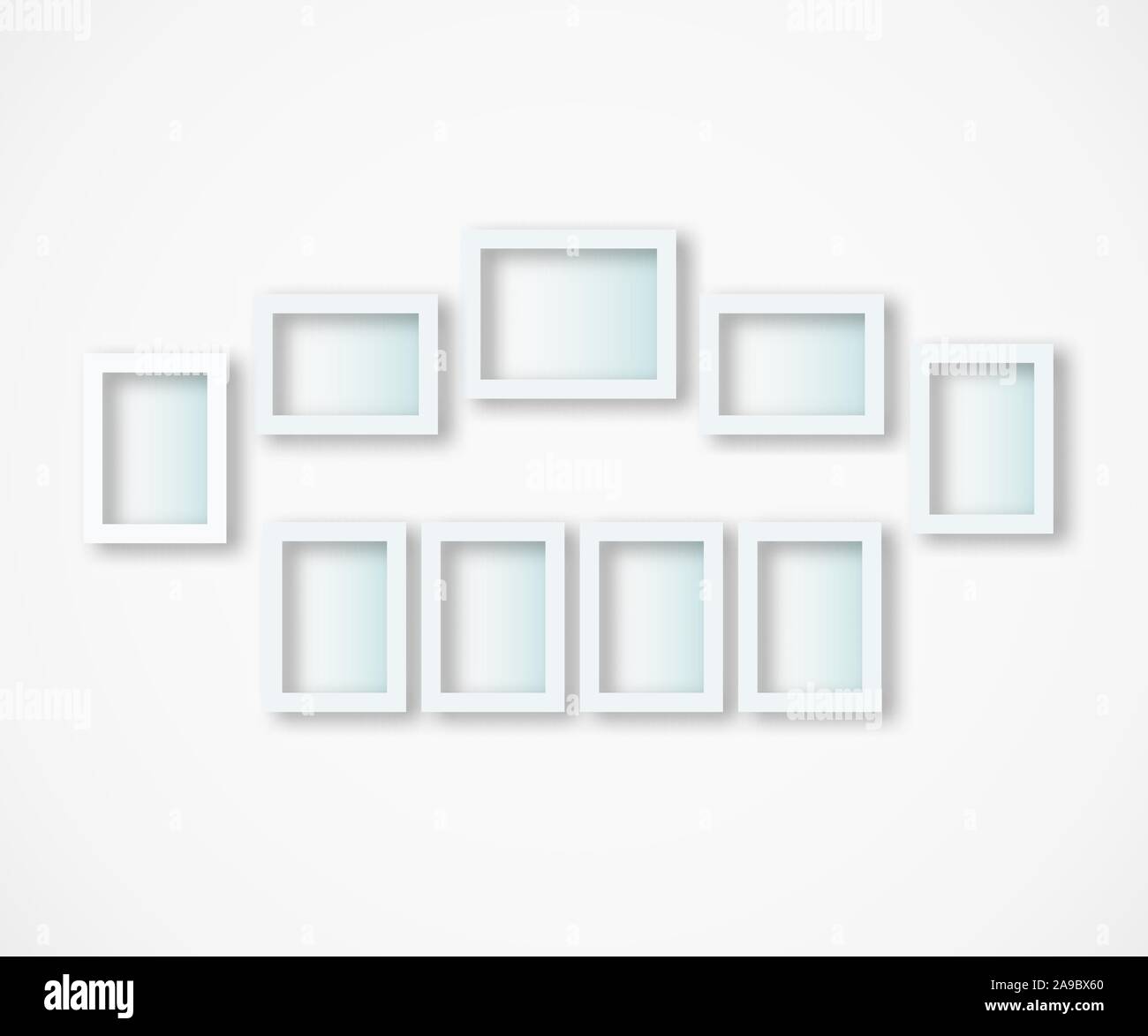 Set of white photo frames on gray background Vector Stock Vector