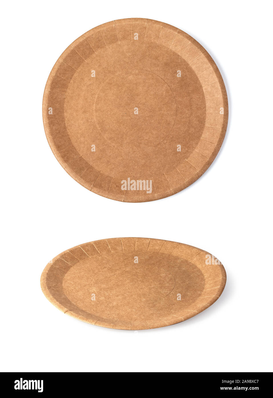 Eco - friendly plate isolated on white background. Disposable tableware with clipping path Stock Photo