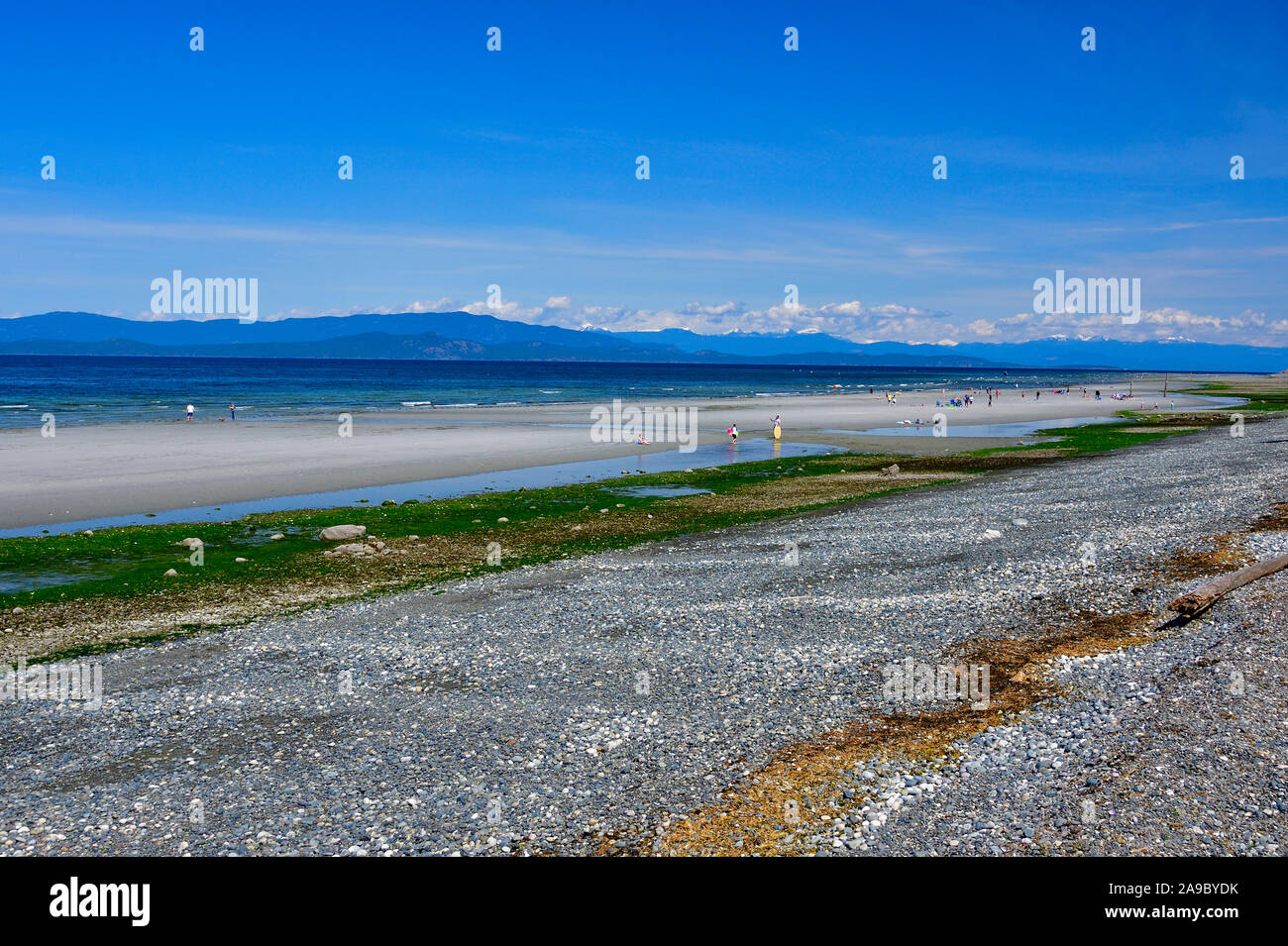 A horizontal view of the worlds famous Qualicum Beach on Vancouver Island British Columbia Canada. Stock Photo